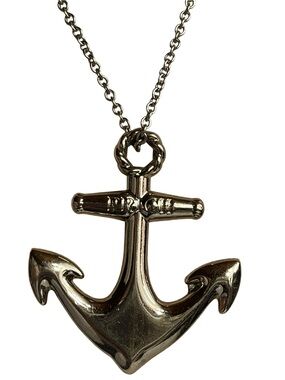 Vintage PRICH Silver Tone Nautical Anchor Statement Necklace
